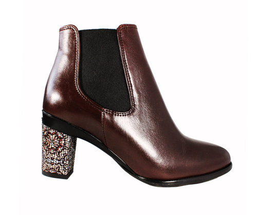 TANYA HEATH Paris Chelsea style boot in brown with interchangeable heels