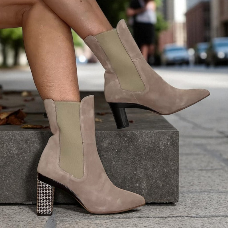 Beatrix Almond Nubuck Boot & Interchangeable Heels