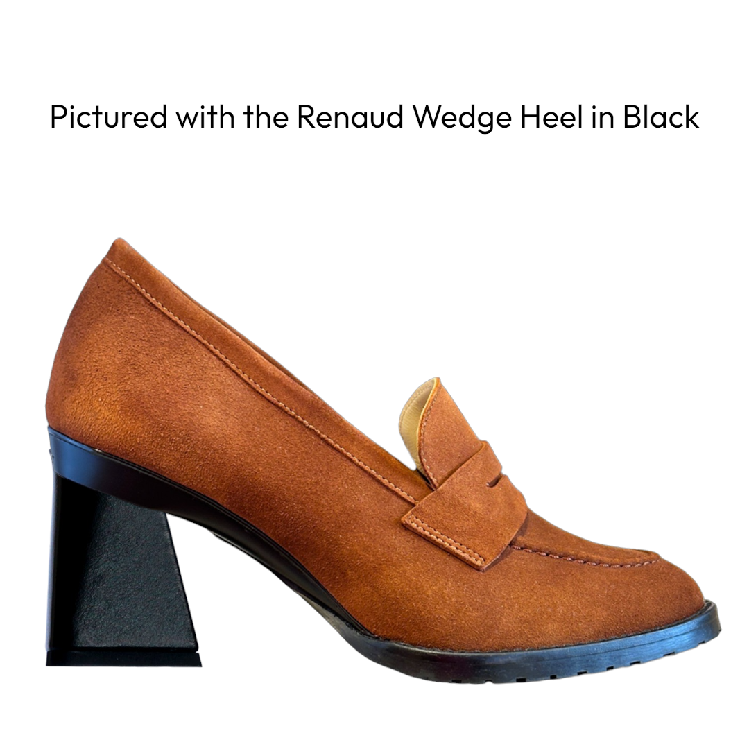 Emma Tobacco Loafer in Soft Nubuck for Removeable Heels