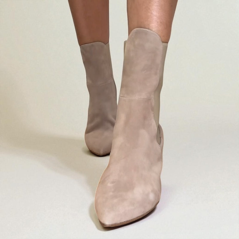 Beatrix Almond Nubuck Boot & Interchangeable Heels