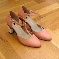 Marla Toffee T-Strap Pump & Removeable Heels