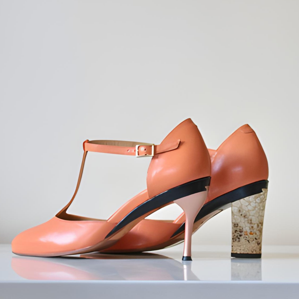Marla Toffee T-Strap Pump & Removeable Heels