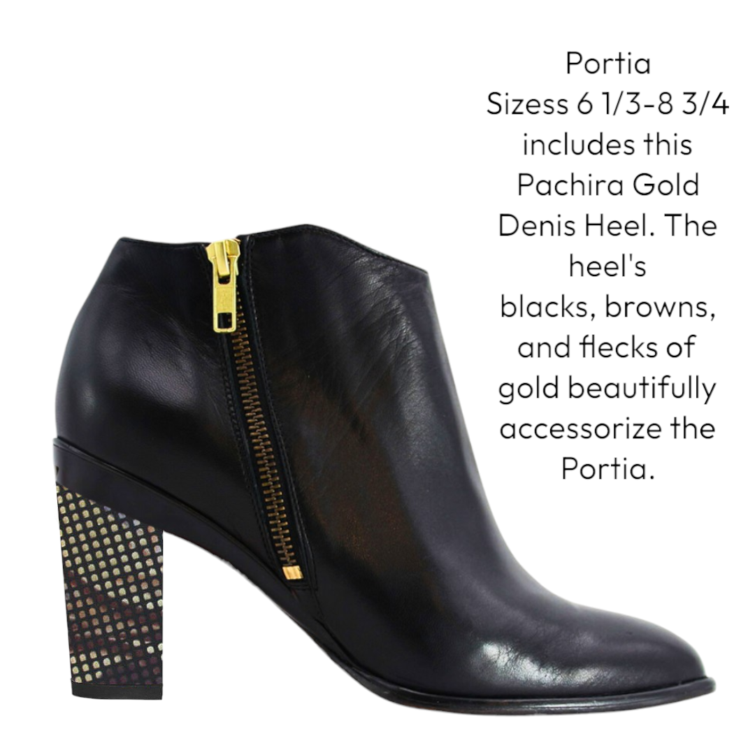 Portia Black Side Zip Ankle Booty with Heels