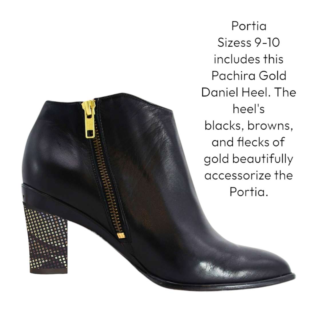 Portia Black Side Zip Ankle Booty with Heels
