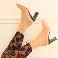 Beatrix Almond Nubuck Boot with Interchangeable Heels for Customizable Style