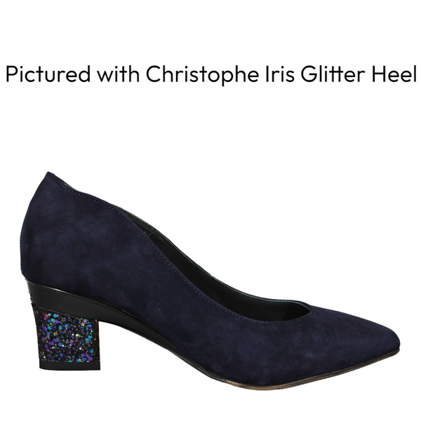 TANYA HEATH Paris Blue Nubuck Pump with Interchangeable Heels