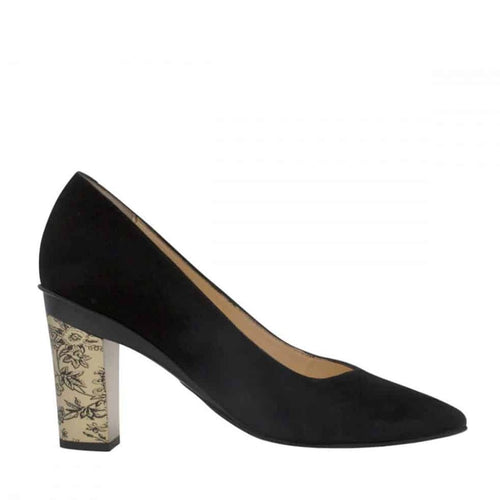 TANYA HEATH Paris black nubuck suede pump with Interchangeable heels