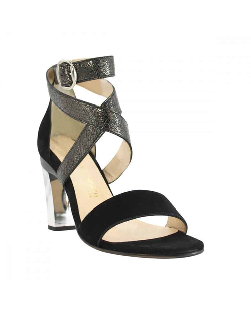 TANYA HEATH Paris Dominy black strappy sandal with interchangeable heels